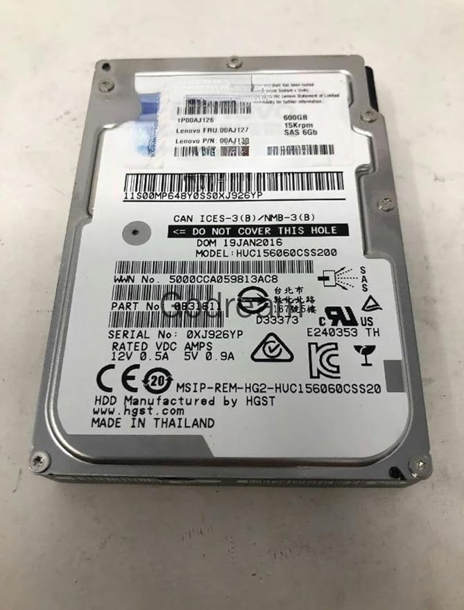 for X3650 M5 X3850 X6 Hard Disk 00AJ126 00AJ127 600GB 15K 6Gb 2.5
