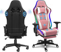 Gaming Chair with RGB LED Lights and Massage Ergonomic Video Game Chair with Footrest High Back Reclining Computer Chair with Headrest and Lumbar Support 4D HandrailSwivel Seat Gamer Ch