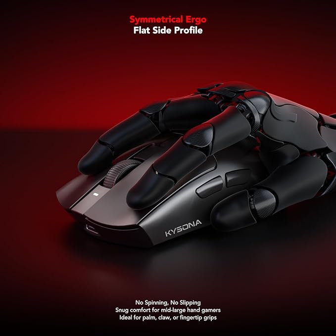 KYSONA Jupiter SE Wireless Gaming Mouse 24000 DPI Optical Sensor Ultralight 49G 300 Hr Battery Life 5 Programmable Buttons for PC/Mac/Laptop Black