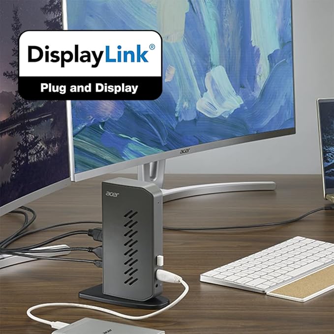 Acer U301 USB 3.0 Dock for Windows | 2 x HDMI Ports | 2 USB 3.1 Gen 1 Ports | 4 USB 2.0 Ports | Gigabit Ethernet | Requires One USB 3.1 Type A or USB 3.1 Type-C on Computer | Gray