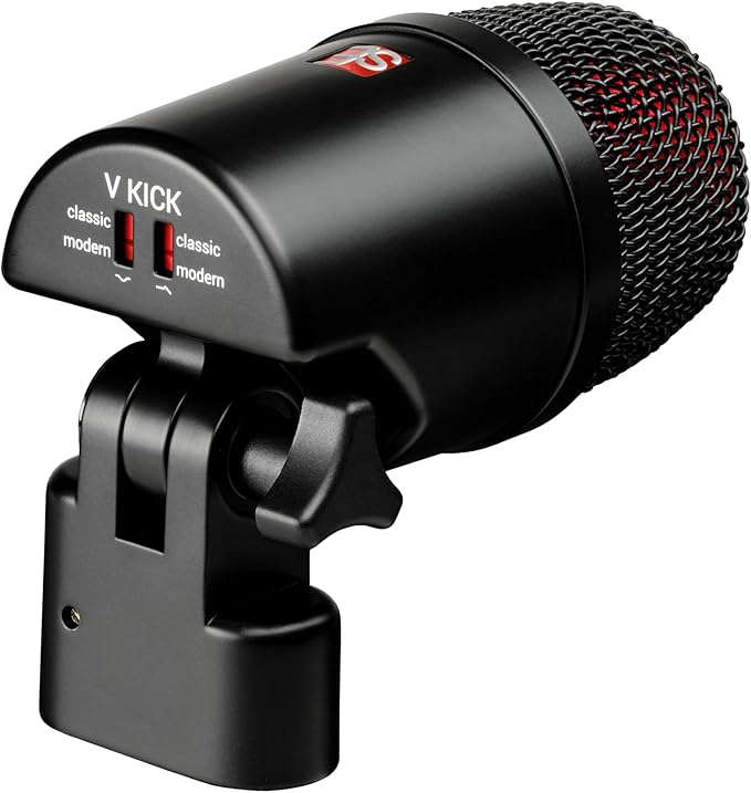 SE ELECTRONICS V Kick Drum Mic - Compact Dynamic Supercardioid Drum Microphone for Kicks with 4 Sound Settings &amp Adjustable Swivel Mount for Precise Positioning - Perfect for Studio &amp Live Use