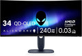 Alienware 34 240Hz QD-OLED Curved Gaming Monitor - AW3425DW - 34.2-inch WQHD (3440 x 1440) 0.03ms Display 1800R Curve AMD FreeSync Premium Pro VESA AdaptiveSync DisplayHDR TrueBlack 400