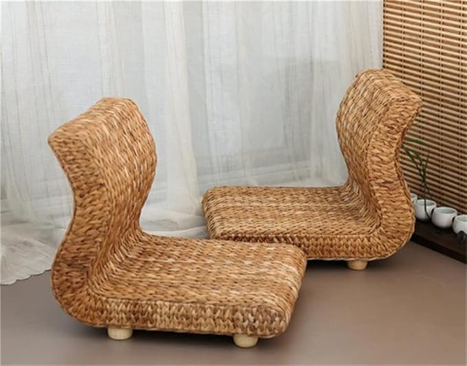 Office Chair Gaming Chair Computer Chair Handmade Rattan Legless Chair Seats Backrest Chair for Balcony Bay Window Office Living Room Bedroom (Color : Rosso Size : 37x47x35cm)