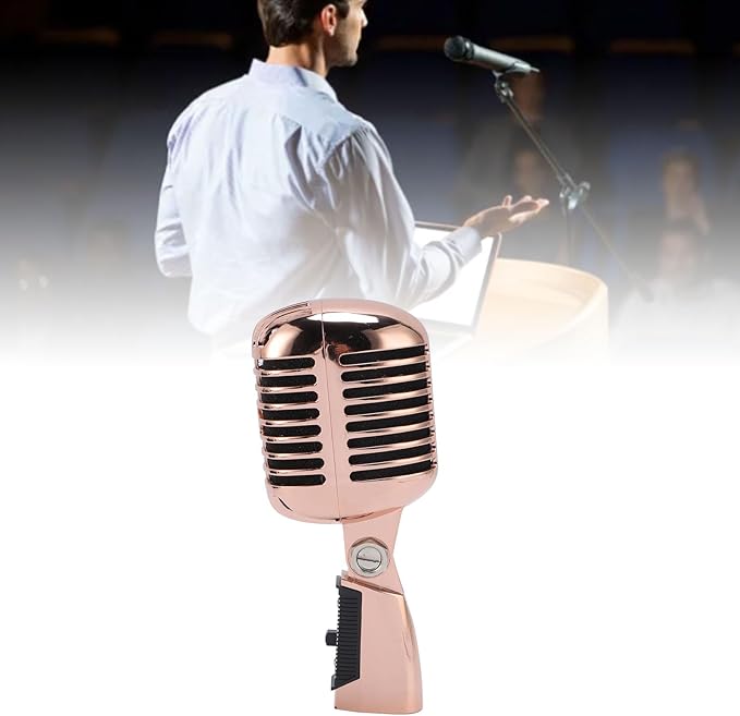 Zopsc Retro Dynamic Microphone Old Vintage Style Cardioid Pickup Mic Classic Dynamic Vocal Microphone for Performance KTV Stage Studio Recording (Black)