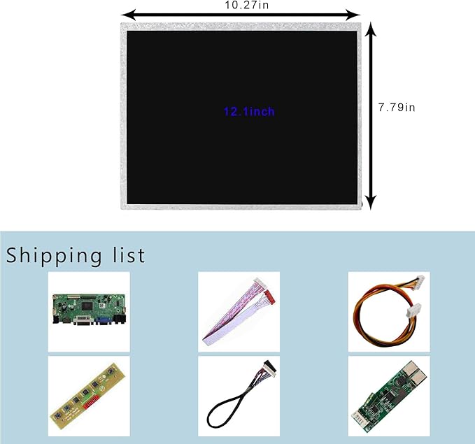 VSDISPLAY 12.1 12.1 Inch 1024X768 Wide Viewing LCD Screen VS121T-001A with DVI VGA Audio LCD Controller Board 68676