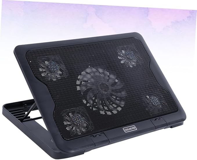 Gadpiparty Laptop Cooling Pad with 5 Fans USB Powered Cooling Device with Adjustable Angle and Anti-Skid Base Compatible with Laptops for Gaming and Office Use Black
