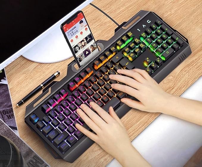 Gaming Keyboard and Mouse ComboUSB Wired for PC Laptop Computer Gamer Mechanical Feel Suspensionfor PC Laptop Computer Game and Work