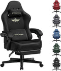 GTPLAYER Gaming Chair Fabric with Pocket Spring Cushion Big and Tall Gamings Chairs 350LBS High Back Computer Chair with Footrest for Adults Lumbar Support Swivel Game Chair for Office Light Black