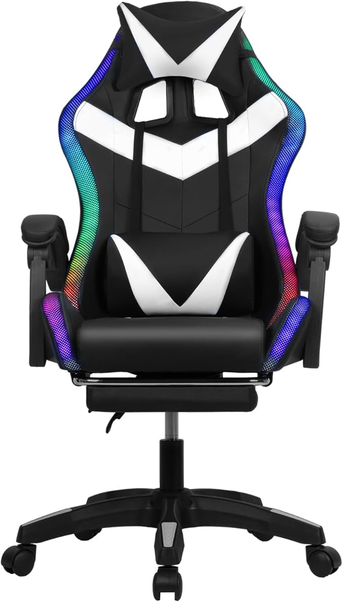Walbest Gaming Chair Computer Chair Girl Video Chair Ergonomic Chair with Massage and Footrest Reclining Video Game Chair for Adult (Red)