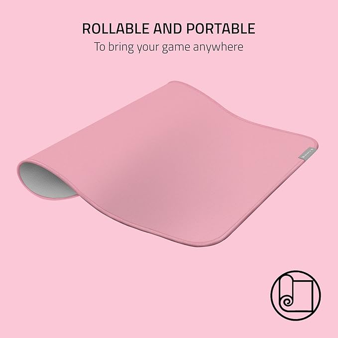 Razer Strider Hybrid Mouse Mat with a Soft Base &amp Smooth Glide: Firm Gliding Surface - Anti-Slip Base - Rollable &amp Portable - Anti-Fraying Stitched Edges - Water-Resistant - Large - Quartz Pin