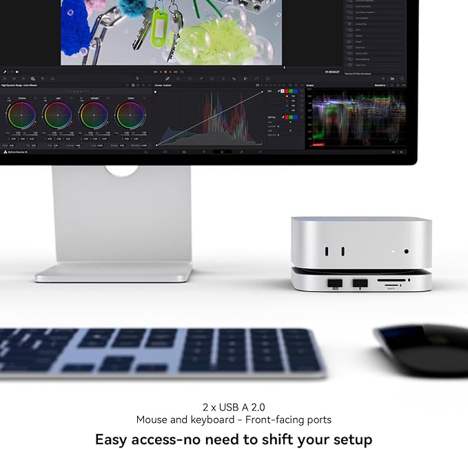 Minisopuru MINI4PRO Mac mini M4 Dock with 4K@60 HDMI 8TB M.2 NVMe SSD Enclosure Mac mini Hub &amp Stand for Mac mini M4 and M4 Pro 2024 (TF/SD Slot 3* USB-A 2.0 Audio) | Silver