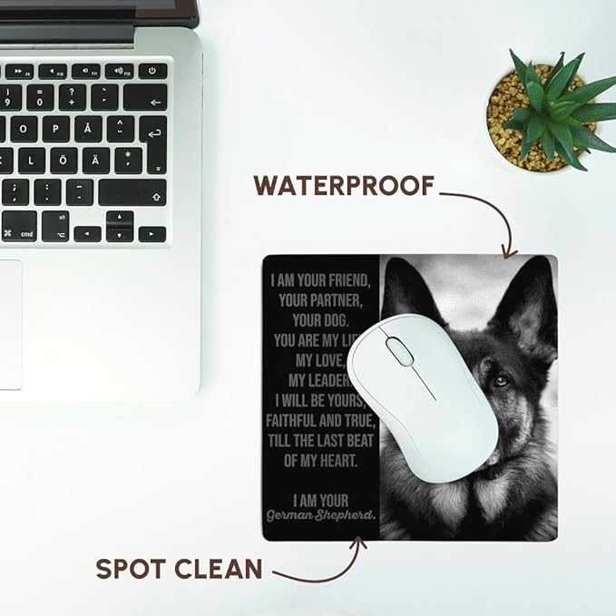 3dRose - Stamp City - Typography - Dogs - Poetry - German Shepherd Dog Poem with Black and White Photograph of a Shepherd - Mouse Pads (mp-337335-1)