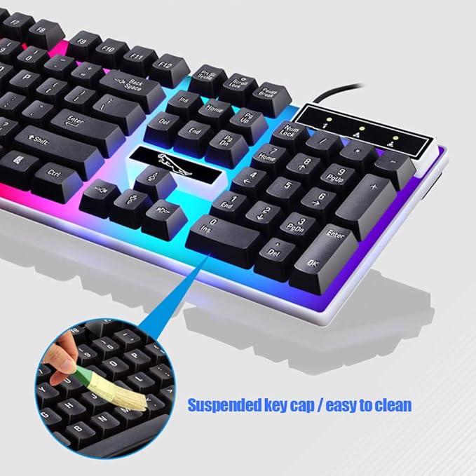 Arinda Wired Gaming Keyboard and Mouse Set Colorful LED Backlit USB Gaming Keyboard Mouse for Laptop PC Gamers