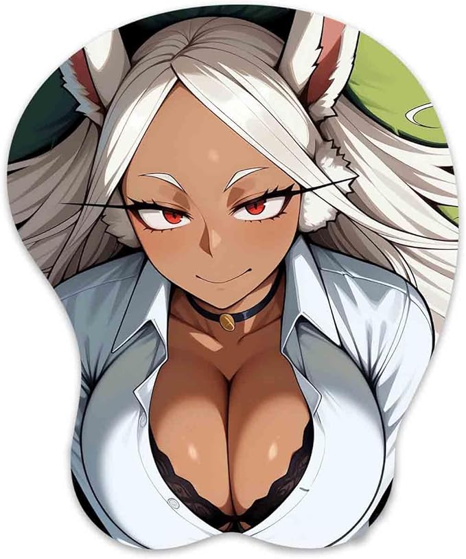 3D Mouse Pad Oppai Mousepad with Soft Gel Wrist Rest Anime Manga Gaming Boob pad Anti-Slip Mouse Mat （Mirk 2）
