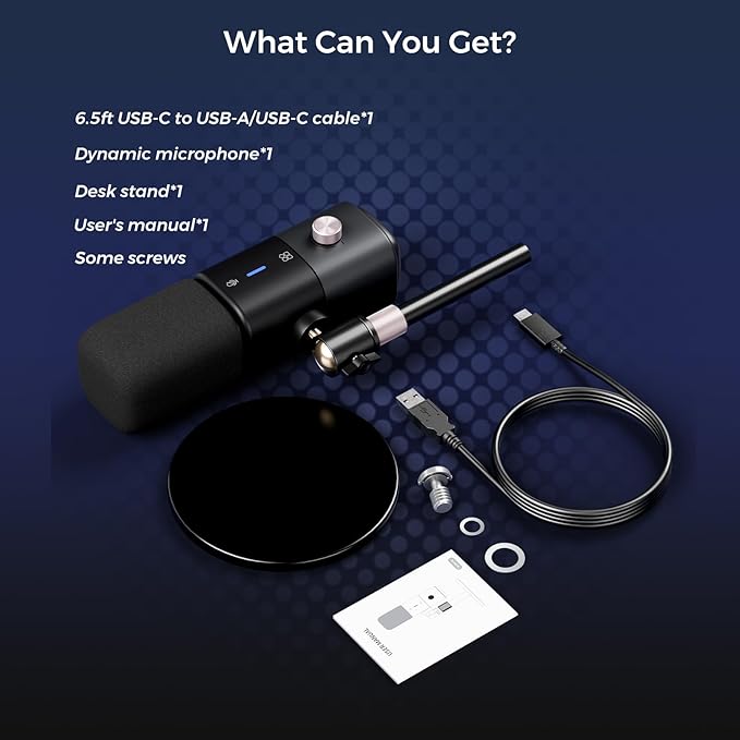 NearStream AM15X Dynamic USB/XLR Microphone Broadcast Mic for Streaming Gaming and Remote Work Powerful Noise Reduction and Warm Studio Sound with Mute Gain and Headphone Jack Black