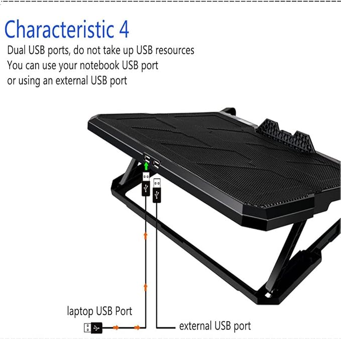 JSEIAJB Laptop Cooling Pad 6 Cooling Fans and Cooler with Light LCD Display Notebook Stand for 12-16 Inch