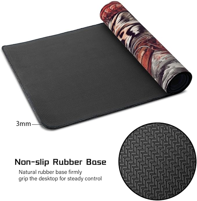 Large Mouse Mat Tiger Dragon Animal Computer Mousepad with Non-Slip Rubber Base Waterproof Mouse Pad Desktop Keyboard Pad for GamerHome School Laptop Office Accessories35.4x15.7 in