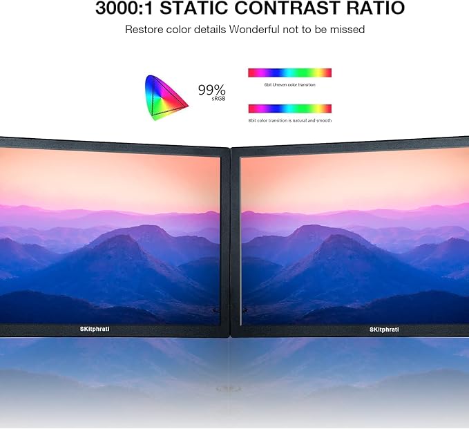 15.6 Inch Small PC Monitor FHD VA 1080P Desktop Display with 1920x1080 99% sRGB HDMI VGA Ports 2 Hole Mounting LED Monitor for PC Laptop and Computer Black