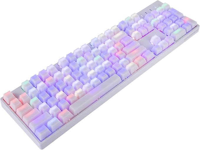 POM Jelly Keycaps Doubleshot Translucent OEM Profile for 6187104108 Keys PC Gaming Mechanical Keyboards (White)