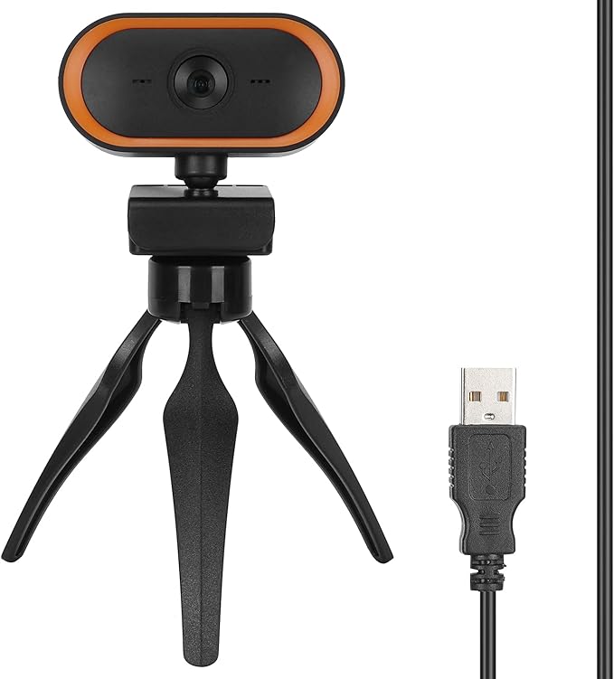 Computer Camera USB Web Camera High Resolution 2K Webcam for Live Video Conferencing (Orange)