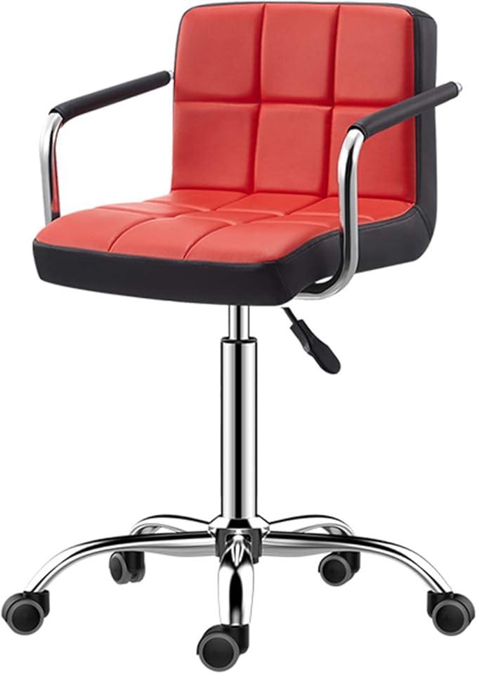 Mlaea Desk Task Dining Chair Height Adjustable Conference Reception Work Chair with Rolling Wheels Gaming Club Bar Chair 38 * 44-56CM(Color:#1)