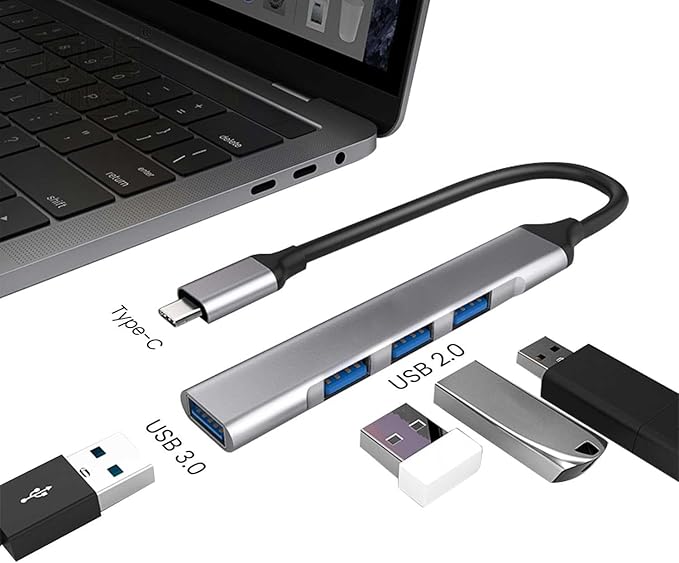 USB C Adapter 4-in-1 Hub USB-A USB Splitter Compatible with Samsung Galaxy Z Flip7/Z Flip7 FE