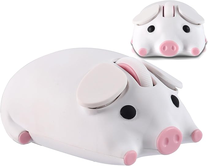 Wireless Mouse Cute Pig Design Bluetooth Dual Mode Portable Compact Lightweight Silent Optical Kawaii Mice for PC Laptop Computer Tablet Macbook Pro/Air Kids Girls Student School Office Gift White