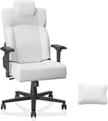 Gaming Chair Big and Tall for AdultsErgonomic Comfortable Wide Office Chair with Lumbar SupportDesk Computer Chair High Back 155° Recline with Angle LockPUWhite