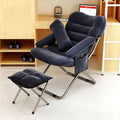 YCKEGEW Lazy Chair IndoorLounge Chair Living RoomFolding Armcharir with Footrests and PillowUpholstered Recliner SleeperReading Gaming Chair (Color : Navy Blue)