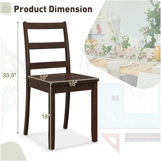 Adjustable Office Computer Chair with Armrest 1pcs Walnut Wooden Armless Dining Chairs with Solid Rubber Wood Legs Non-Slip Foot Pads