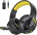 BINNUNE 2.4GHz Wireless Gaming Headset Bluetooth 5.3 Gaming Headphones with Noise Canceling Mic 120H Ultra-Long Battery 50mm Drivers Multi-Platform for PC / PS5 /PS4/ Switch/Mobile Yellow