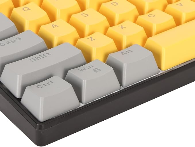 GOWENIC Mechanical Keyboard 60% Mechanical Gaming Keyboard with LED Backlit 61 Keys Compact Mini Wired Keyboard Mechanical Shaft Switches for PC Laptop (Grayish Yellow