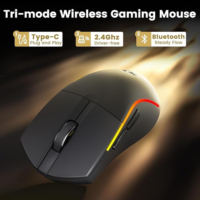 Redragon S156 Wireless Keyboard and Mouse with Tri-Mode Mechanical Feel Keyboard and 4800 DPI 61G Ultra-Light Gaming Mouse RGB Backlit 4 Macro Keys Long Battery Life for PC Mac Ideal for Gamer