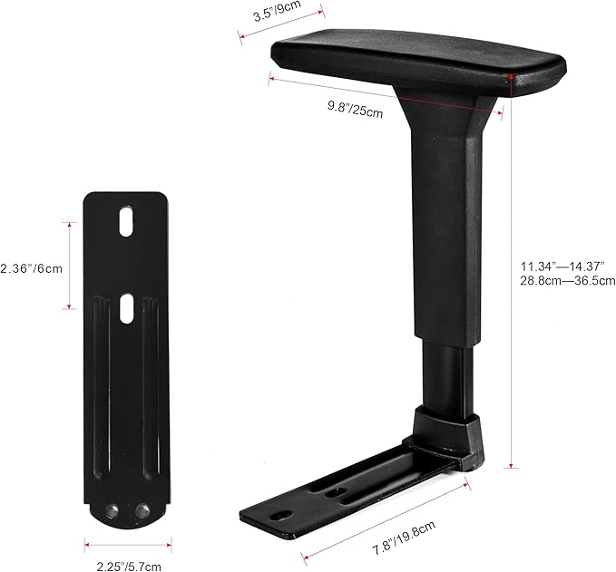 3D Adjustable T-Arms Armrest Pair Upright Bracket Replacement Parts Fits Most Office Gaming Chairs