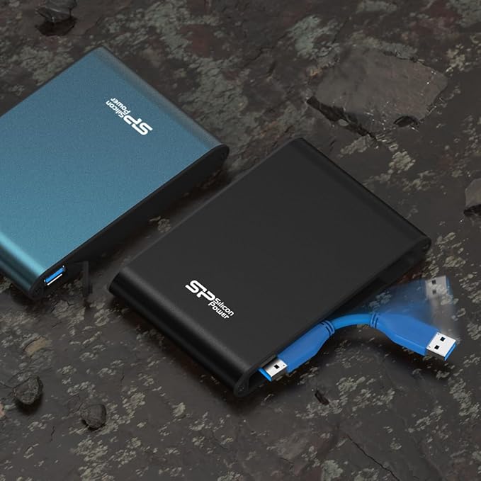 Silicon Power 1TB Rugged Portable External Hard Drive Armor A80 Waterproof USB 3.0 for PC Mac Xbox and PS4 Blue