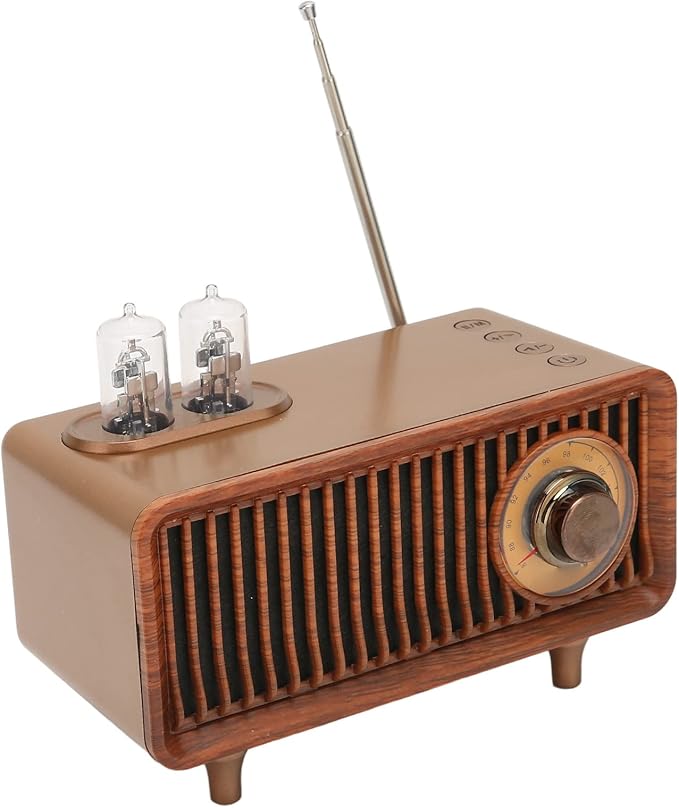 Keenso Classic Retro Speaker with Sound Processing Vintage LED Wireless Speaker for PC Laptop Portable for Music Enthusiasts (Wood Color)