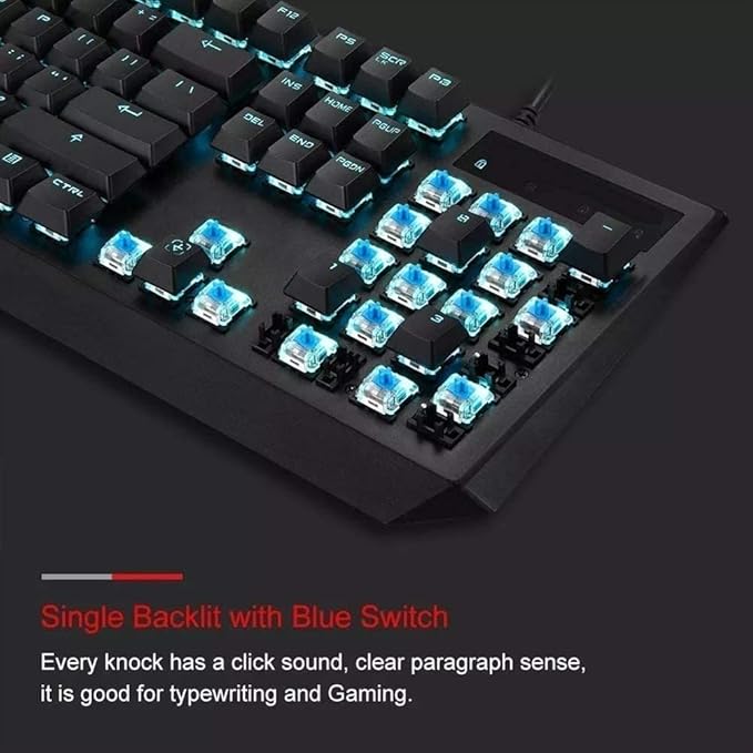 Mechanical Gaming Keyboard USB Wired Keyboard Anti-ghosting Gaming Keyboard Full Size PC Keyboard for Laptop Desktop Computer 104 Key Black