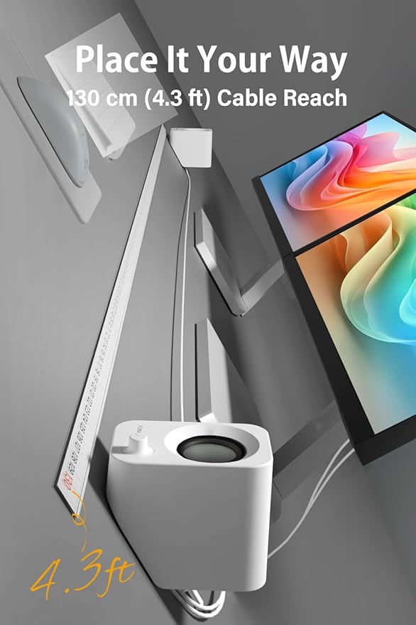Speaker - 14W Stereo PC Speakers USB Powered Compact Size with 30° Tilt Design Volume Dial Control for Desktop Laptop Monitor Gaming Consoles White