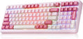 Aula F99 Mechanical Keyboard Pink Wireless Gaming Keyboards Hot Swappable Custom Creamy Computer Keyboard Full Size Tri-Mode BT5.0/2.4GHz/USB-CRGB BacklitGasket StructureStrawberry Mint Switch