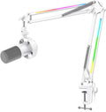 FIFINE Studio Microphone and RGB Mic Arm Bundle XLR/USB Podcast Mic with Tap-to-Mute &amp Monitoring Heavy Duty Desktop Boom Arm with RGB Control for Podcast Streaming Recording-K688W+BM38W
