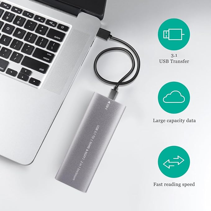 Homoyoyo Portable External Hard Disk Enclosure Dual Protocol Type-c Compact Design for Fast Data Transfer Compatible with Laptops and