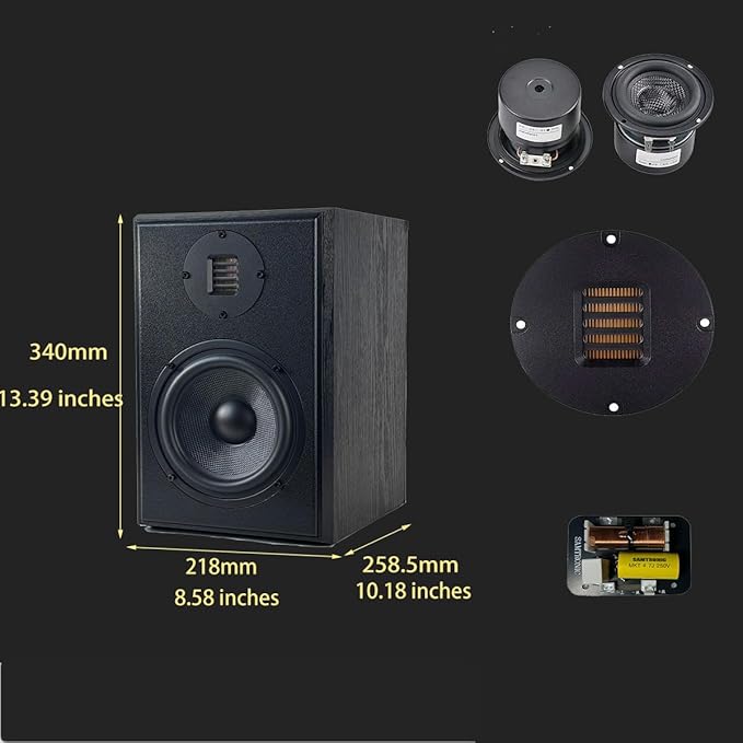 6.5 Power Bluetooth Bookshelf Speakers Pair with 4 inches Air Motion Tweeter Near Field Studio Monitor Speaker Bluetooth V5.0RCAOptHMDI(ARC)USB and Remote Control (6.5 inches)