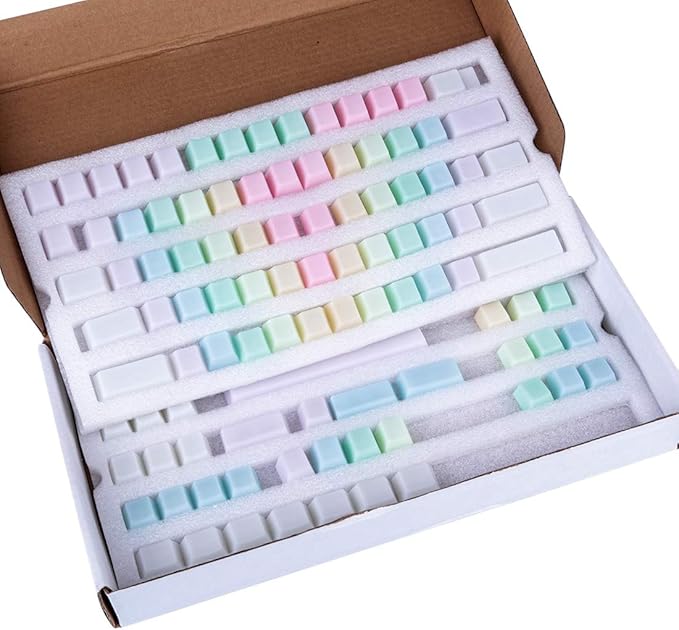 POM Jelly Keycaps Doubleshot Translucent OEM Profile for 61/87/104/108 Keys PC Gaming Mechanical Keyboards (Rainbow)