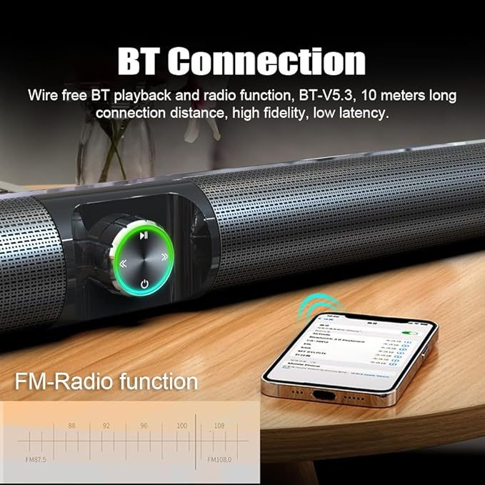 ZJchao Home Theater for TV Computer Speaker with Remote Control Rechargeable Portable Gaming Speaker Dual Channel Stereo 2000mAh Battery for Indoor Outdoor Use