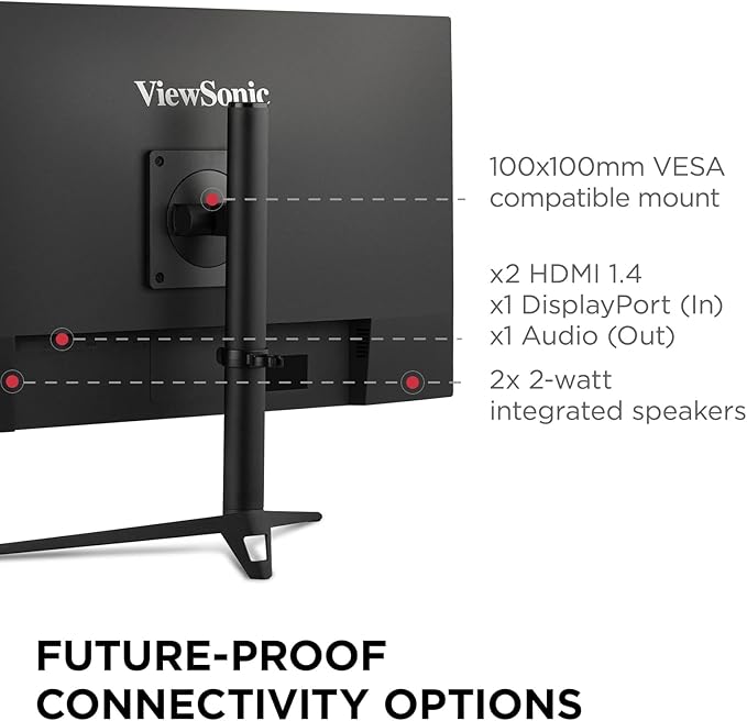 ViewSonic VX2728J 27 Inch 1080p IPS Gaming Monitor with 180Hz 0.5ms FreeSync Premium NVIDIA G-Sync Compatible Advanced Ergonomics HDMI and DisplayPort Inputs (Renewed)