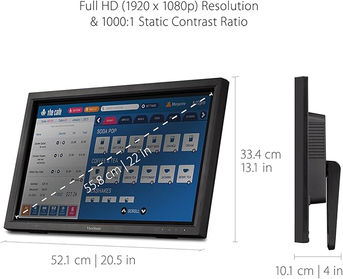 ViewSonic TD2223 22 Inch 1080p 10-Point Multi IR Touch Screen Monitor with Eye Care HDMI VGA DVI and USB Hub