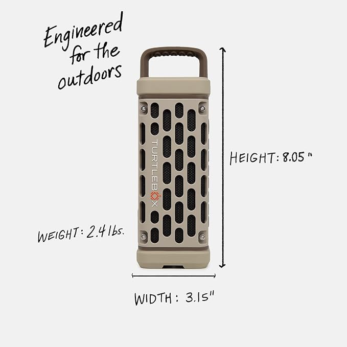 Turtlebox Ranger: Loud! Outdoor Portable Bluetooth 5.4 Speaker | Rugged Waterproof Ultra-Portable | Plays to 105db Deep Bass Shockproof Unlimited Pairing for Full Stereo Experience Tan
