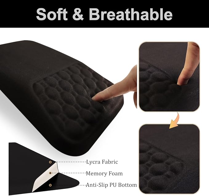 Ospelelf Keyboard Wrist Rest Ergonomic Mouse Pad with Wrist Rest Arm Wrist Rest for Computer Office and GamingBlack