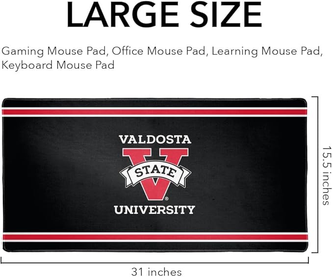 Valdosta State Blazers Primary Logo Stripes Large Gaming Mouse Pad Desk Mat with Stitched Edges Non-Slip Base for Gamer Home and Office 31.5 x 15.7
