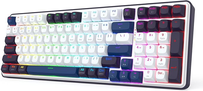 Redragon K744 PRO 99 Keys Wireless Gasket RGB Gaming Keyboard 3-Mode Mechanical Keyboard w/Hot-Swap Socket Round PBT Keycaps &amp 5-Layer Noise Dampening Custom Linear Switch